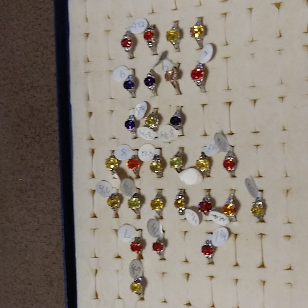 925 Silver with Glass Stones Rings